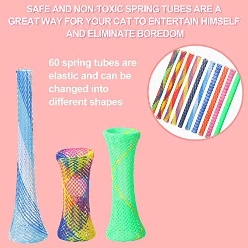 Leitee 60 Pcs Cat Spring Toys Kitten Tubes,Random Colors