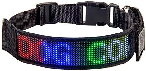 Leadleds Programmable LED Collar Flashing Light Up Rechargeable Pet Dog Safety Collar Glow in The Dark Light-up Neck Loop - Mixcolor LED