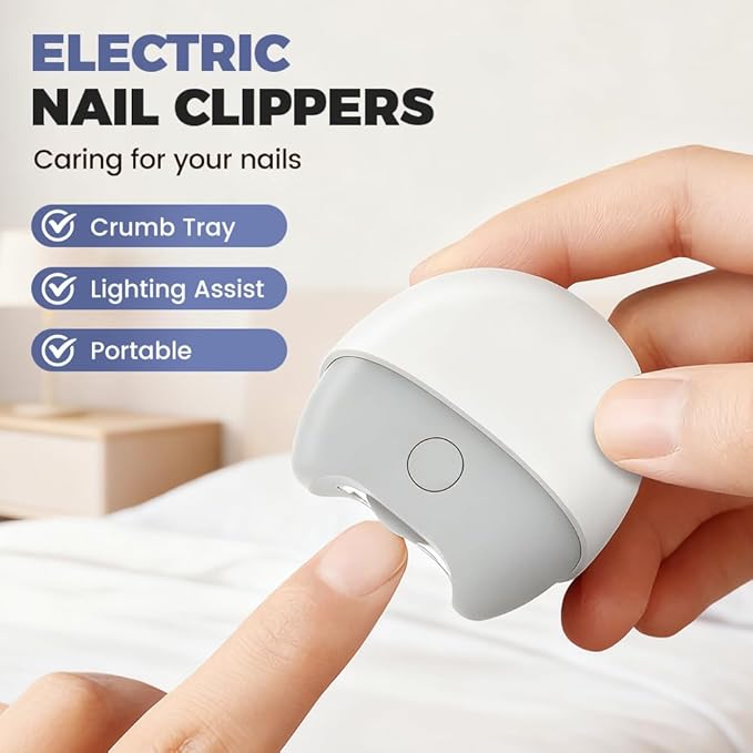 3 in 1 Automatic Electric Nail Clipper, 2026 New Electric Nail Clipper, Automatic Nail Trimmer with Light and Nail Scraps Storage, Electric Toenail Clippers for Seniors Adults (White)