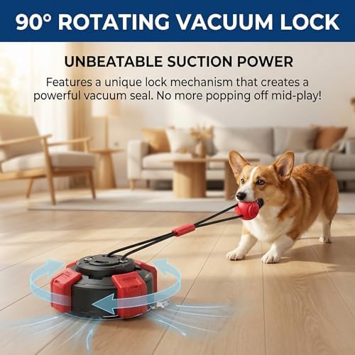 KYWYOYOU Tug of War Suction Cup Dog Toy with Steel-Core Rope, Small Medium