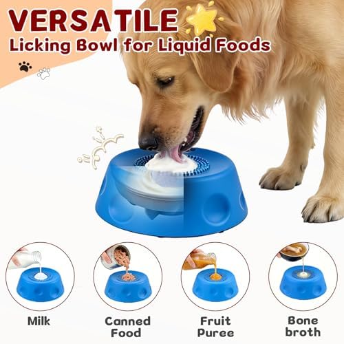 Zenflux Slow Feeder Dog Bowl Featuring Rolling Lick Ball for Liquid Treats
