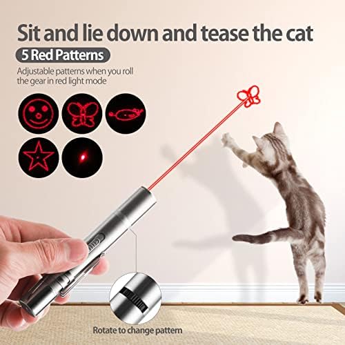 Zugesify Interactive Cat Toy, Rechargeable Red Light Chasing Toy for Indoor Cats, 3 Modes & 5 Moving Patterns, Automatic Pet Exercise Toy for Kitten & Puppy Play (2 PCS)