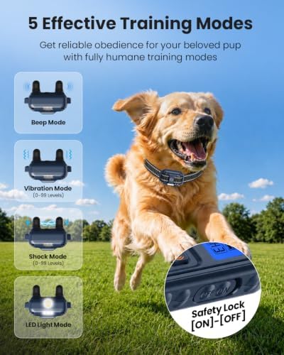 Dog Training E-Collar, 1-99 Humane Shock Levels, IPX8, 3300FT
