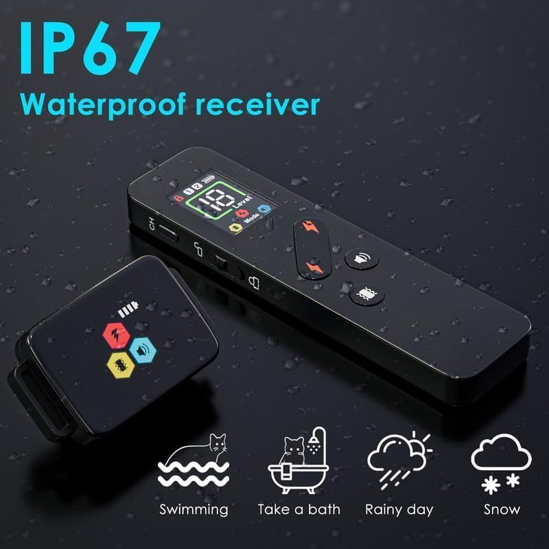Cat Dog Training Collar Cat Bark Collar with Remote Electric Cats Dogs Shock Collar 3300FT IP67 Waterproof 3 Training Modes Beep Vibration Shock Mode Top Meowing Effective for Bad Behavior