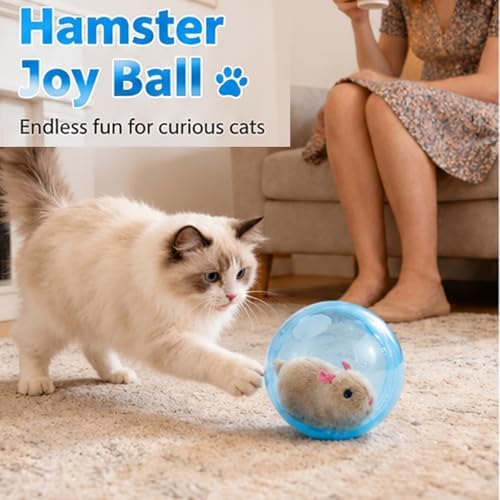Automatic Animal Pet Rolling Ball,Hamster Ball for Cats Interactive,Hamster in Rolling Balls Smart Cat Toy (Blue)