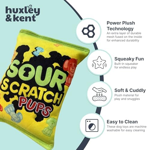 Huxley & Kent Power Plush Squeaky Dog Toy, Sour Scratch, Large