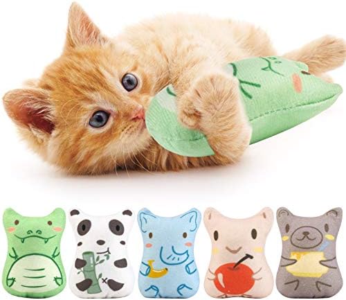 Catnip Toys for Indoor Cats - 5PCS Plush Cat Chew Toys Teething Interactive Catnip Filled Kitten Toy Soft Pet Toy