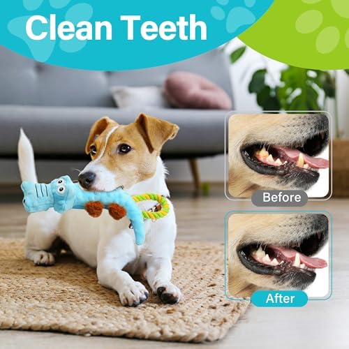 PrimePets Squeaky Dog Toys, 2 Pack, Stuffed Crocodile Tug of War Dog Toys for Small Medium Large Dogs, Interactive Puppy Chew Toy to Keep Them Busy