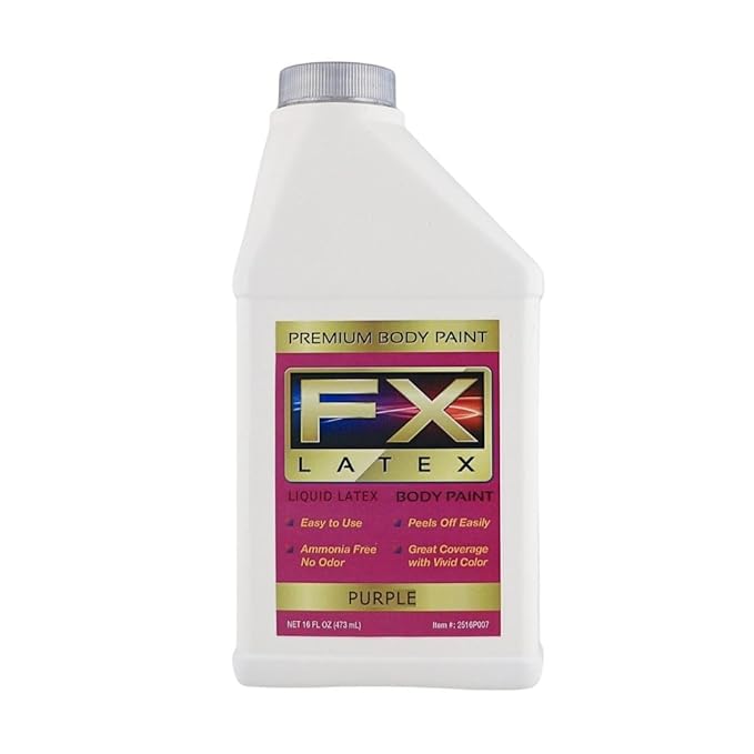 Liquid Latex - Face and Body Paint, Ammonia Free, Easy On and Off, Cosplay Makeup, Create Professional Monster, Zombie Arts 16 Oz (Purple)