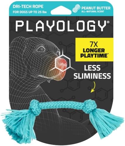 Playology Tug Rope Dog Toys for Small Dogs - Small, Peanut Butter Scent