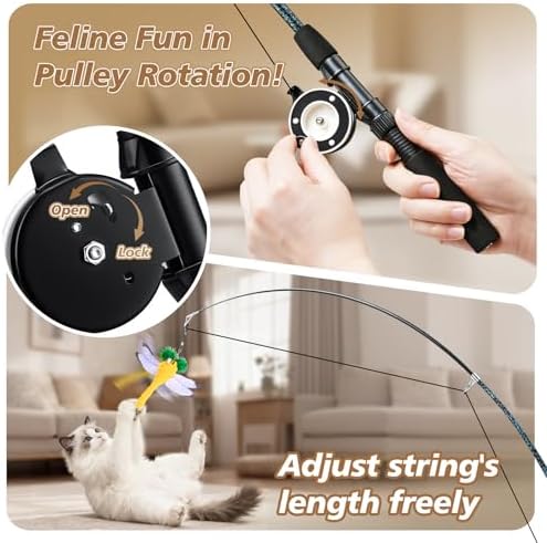 Pawaboo Cat Feather Toys, 4 Pack Interactive Cat Feather Teaser Wand Toys