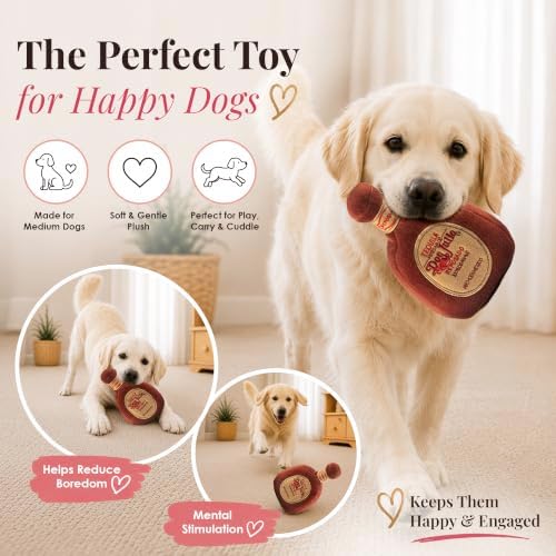 Dog Diggin Designs Dog Julio Tequila Plush Dog Toy | Luxury-Inspired Parody Tequila Bottle Dog Toy with Squeaker, Soft Plush Novelty Dog Toy – Shaken, Not Stirred!