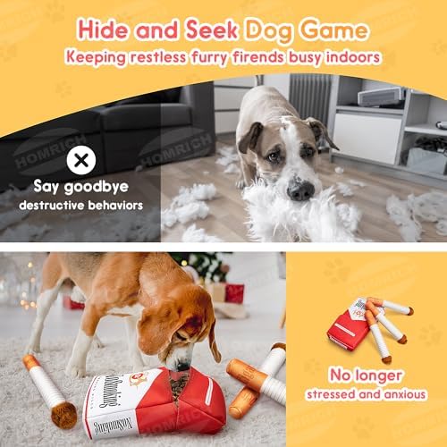 Funny Cigarette Dog Toys 3-Pack Squeaky Plush Toy for Medium Large Dogs