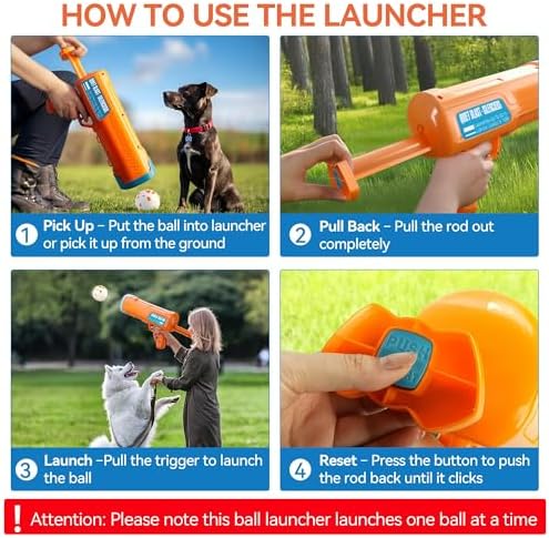 ALL FOR PAWS Dog Ball Launcher, Dog Ball Blaster with 3 ETPU Balls, Interactive Thrower for Medium to Large Dogs, Play Fetch Toy for Dogs for Outdoor Exercise