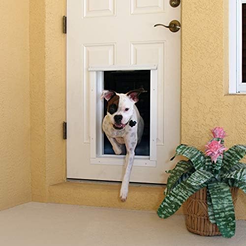 PlexiDor Performance Pet Doors Electronic Dog Door Large White Wall Mount