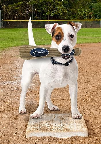 MLB New York Yankees Baseball Bat Toy for DOGS & CATS. Soft Corduroy Plush Dog Toy with Inner SQUEAKER, MLB Chew Toys for Dogs or Cats. Durable Fun Interactive Dog Toy with Team Names and Logo