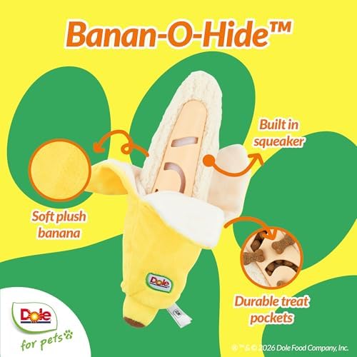 Dog Puzzle Toy with Squeaker, Banana Snuffle Dog Treat Toy for Small and Medium Dogs, Dog Enrichment Toys