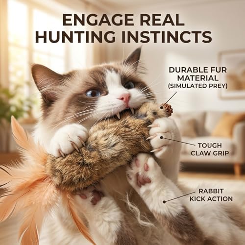 Cat Toy Rabbit Fur Feather 3pcs Gall Fruit Treat Kitten Kick Indoor