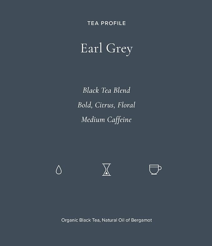 Art of Tea Organic Earl Grey Tea Bags, 50 Count Gourmet Pyramid Sachets, Premium Black Tea with Bergamot Oil, Full Bodied Caffeinated Earl Grey Tea
