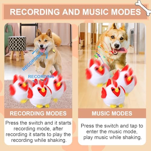 BABORUI Interactive Dog Toys Rooster, Jumping Squeaky Dog Toys with Recording and Music Modes, Rechargeable Moving Dog Chew Toys for Small/Medium/Large Dogs to Keep Them Busy(Rooster)