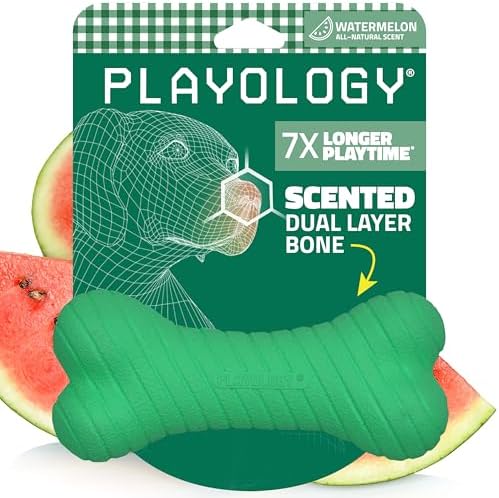Playology Dual Layer Bone Dog Chew Toy - Jumbo, Watermelon Scent