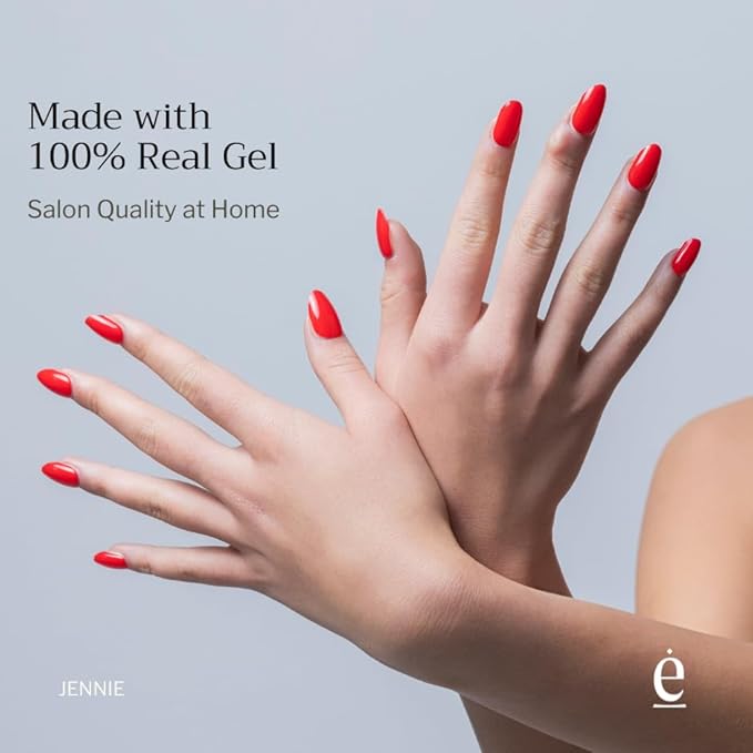 34 Piece Fully Cured Gel Nail Strips With No UV Light Needed, 14+ Days Gel Nail Polish Stickers, Salon Quality, Easy to Apply & Remove – Toxin Free, No Damage (Jennie)