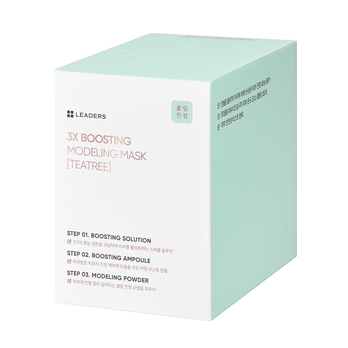 LEADERS 3X Boosting Modeling Mask | 3-Step Korean Skincare with Tea Tree Set of 3 | Soothing, Hydrating & Comforting for Irritated Heated Skin | Relieve Skin Sensitivity - 3 Pack (Teatree)