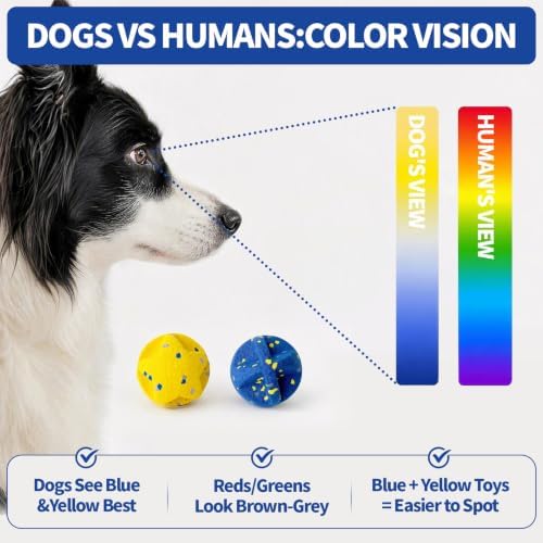 Interactive Dog Ball 2 Packs, Pet Toys Balls Bouncing Toy for Small Medium Large Dogs, Solid E-TPU, Active Rolling Puppy Toy for Exercise and Boredom Relief（Yellow + Blue）