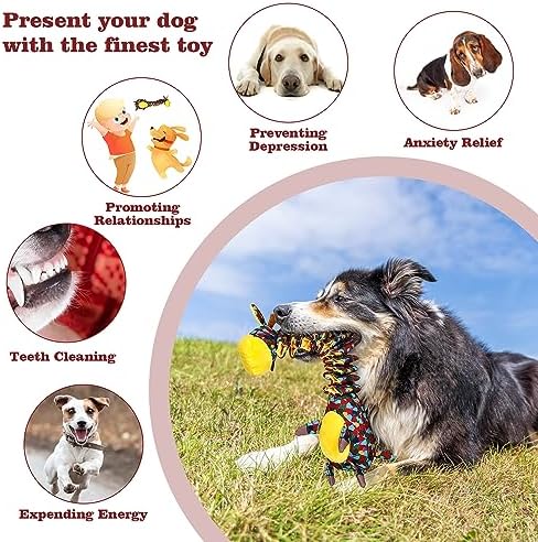 Tough Indestructible Dog Toys for Aggressive Chewers, Durable Dog Chew Toys for Large Breeds With Cotton Material & Crinkle Paper, Aggressive Chew Toys for Dogs