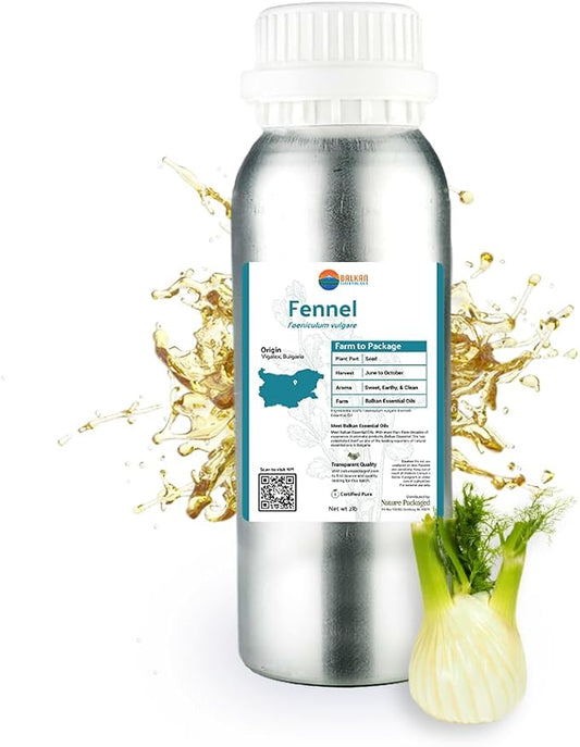Fennel Essential Oil (Sweet Fennel) - Direct from Balkan Essential Oils - Pure Aromatherapy Diffuser Oils | 100% Pure Therapeutic Grade Natural Aceite de Hinojo 2lbs