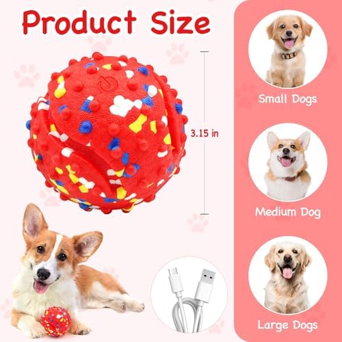 Lollyx Interactive Dog Toys, Interactive Dog Ball Toy for Small Medium Dogs | Rechargeable, Bouncing & Rotating Dog Ball, Chew Resistant Design to Keep Busy Moving, Indoor Outdoor Exercise