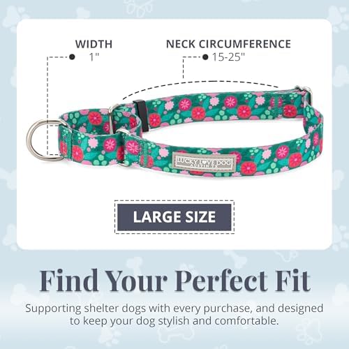 Lucky Love Dog Martingale Collar for Large Dogs No Slip Cute – Penny, Large