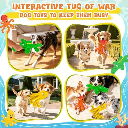 WOWBALA No Stuffing Squeaky Dog Toys, 3 Pack Plush Chew Toys