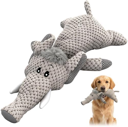 Dog Toys Indestructible Dog,Soft Chew Toy,Durable Squeaky Dog Toys for Heavy Chewers,Toy Puppy Pet Mutt Toy Plush Dog Chew Toy, Interactive Dog Toys (Gray)