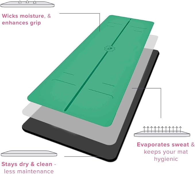 Liforme Evolve Yoga Mat – Free Yoga Bag Included - Patented Alignment System, Warrior-like Grip, Non-slip, Eco-friendly, Sweat-Resistant, Long, Wide, 4.2mm thick mat for comfort