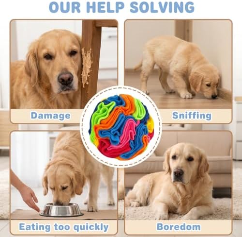 1PCS Snuffle Ball for Dogs, Interactive Slow Feeder Toy with Storage Bag, Keep Pets Occupied, Anxiety Relief for Bored Dogs, 8 Colorful Snuffle Ball with 3.94 Inch Diameter