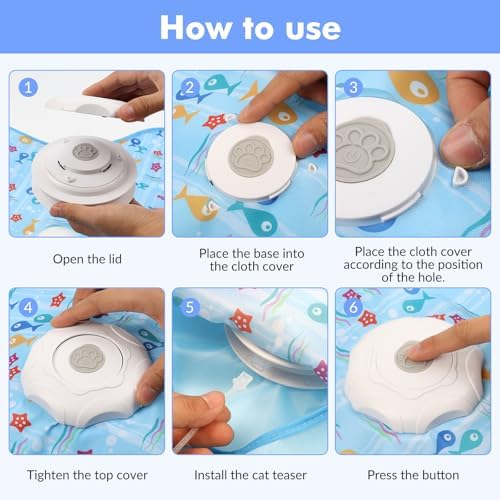 Hide-and-Seek Cat Toy Interactive, Rotating, Blue