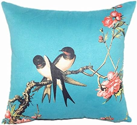 MoonRest Cotton Linen Decorative Throw Pillow Fully Assembled (Garden Bird Parrot)