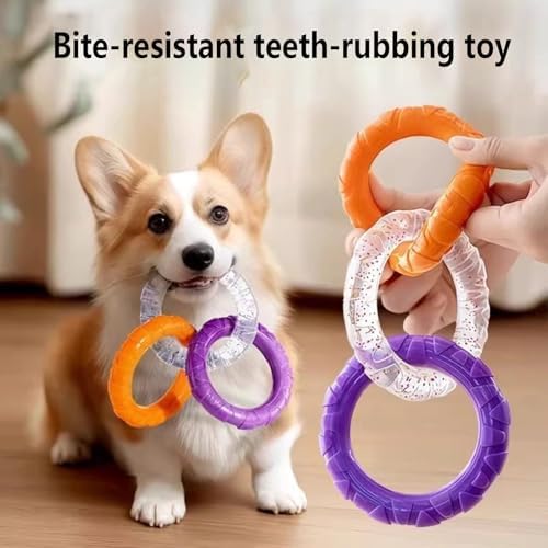 RXT 3-Ring Tug Dog Toy for Dogs Training Teething,Interactive Fetch Toy,Sturdy & Water Resistant Dog Chew Toy, Dog Teething Toys for Puppy Small Medium Large Breeds