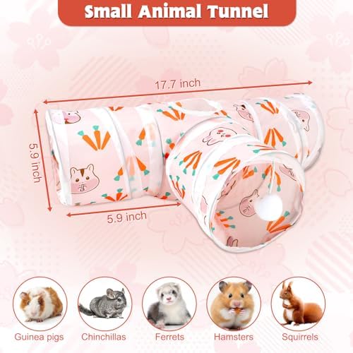 YUEPET Bunny Tunnels & Tubes, Collapsible 3 Way Rabbit Hideout Tunnel