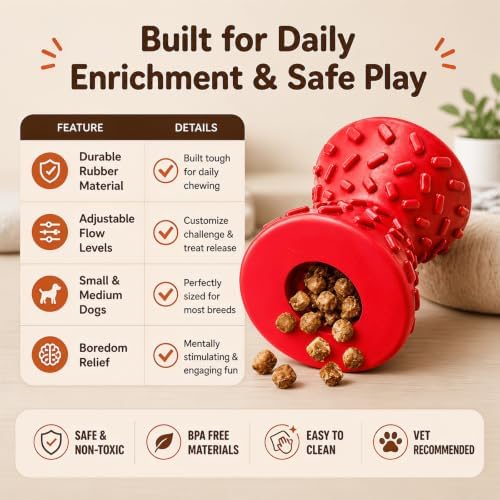 Treat Dispensing Dog Toy, Puzzle Toy for Small & Medium Dogs, Slow Feeder