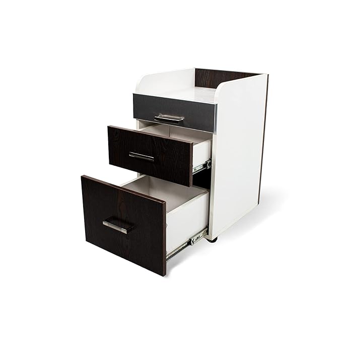 Milan Pedicure Trolley Pedi Rolling Cart Nail Salon Spa Storage Drawer, Dark Wood