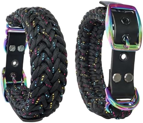 Black Glitter Paracord Dog Collar, Neck 12-16"