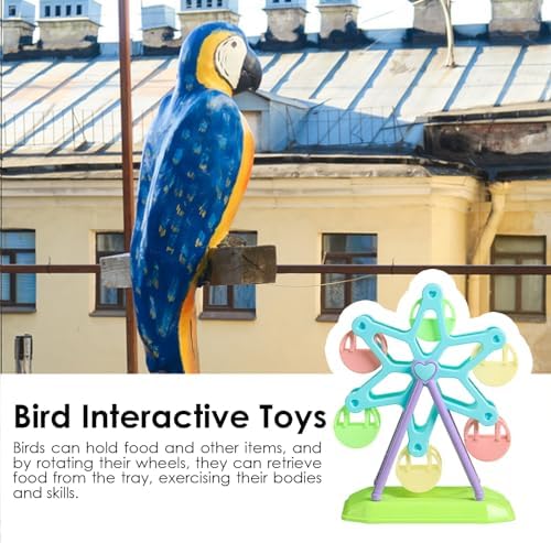 Parakeet Feeder, Bird Ferris Wheel Toy, Bird Toys for Parrots, Rotating Perch Foraging Interactive Feeder for Brain Game Smaller Bird