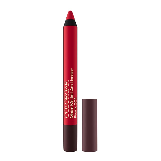 Colorbar Matte Me As I Am Lipcolor - Matte Lipstick - Enriched with Cornstarch, Rice Starch, and Silica - Waterproof Proof - 001 Prank - 0.09 oz