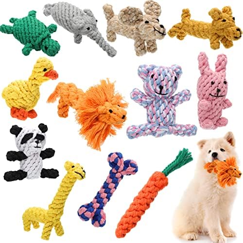 Sumind 12 Pcs Rope Dog Toys for Aggressive Chewers,Giraffe