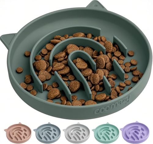 Coomazy Slow Feeder Cat Bowl Silicone Pet Puzzle Feeder for Slow Eating