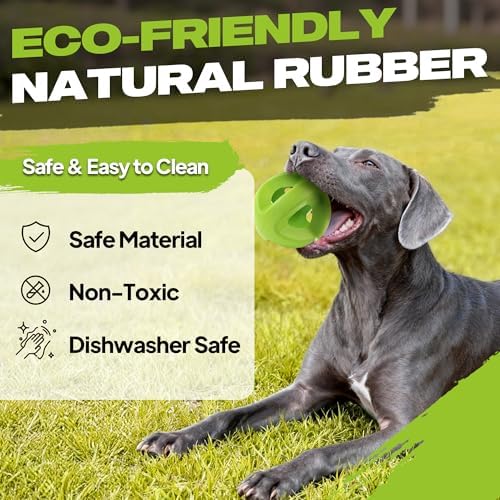 Fida Natural Rubber Dog Balls for Aggressive Chewers, Durable Dog Chew Toys for Large Dogs, Interactive Fetch & Tug of War Toys for Medium Large Breed Non-Toxic Dish Washable,4.5 * 4.5"