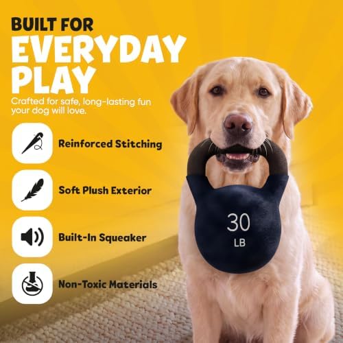 Kettlebell Dog Toy – Funny Squeaky Dog Toys for Interactive Play and Training – Durable, Easy to Clean, Birthday Gifts for Small, Medium and Large Dogs