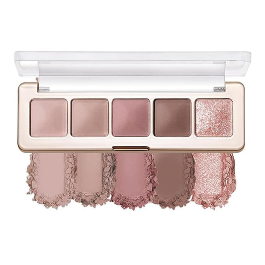 5 Colors Neutral Nude Matte & Shimmer Eyeshadow Palette, Rose Mauve Cocoa Brown Pink Neutral-Cool Eye Shadow Contour Makeup for Daily Natural Looks, Mature Women & Blue Green Eyes 2